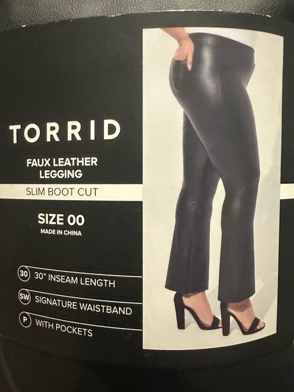 torrid Black Faux Leather Slim Boot-Cut Leggings - Picture 1 of 2